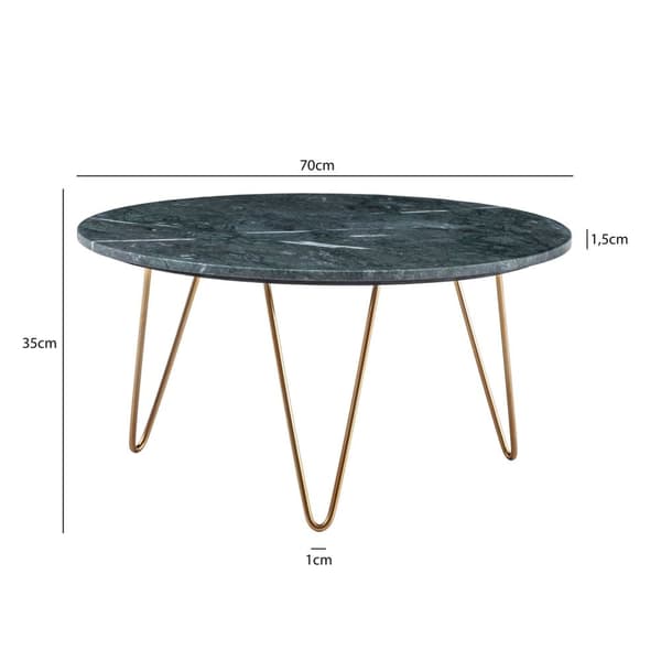Rootz Round soffbord - Modernt soffbord - Elegant mittbord - Marble Top - 70 cm x 70 cm x 35 cm - Unik handgjord design