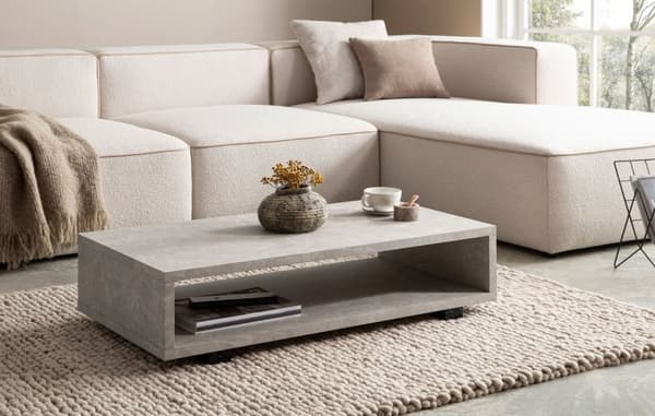 Rootz Moderne sofabord - Mat Stone Look - Open Storage - Scratch -Proof Design - 100 cm x 50 cm x 25 cm