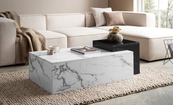 Rootz Modern soffbord - Matt White Look - 2 Level Storage - Extra utrymme för tillbehör - 120 cm x 60 cm x 40 cm