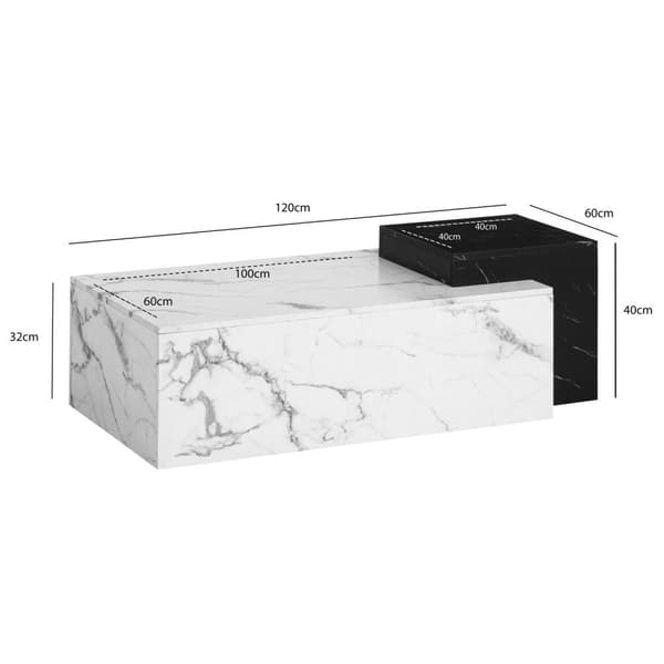 Rootz Modern soffbord - Matt White Look - 2 Level Storage - Extra utrymme för tillbehör - 120 cm x 60 cm x 40 cm