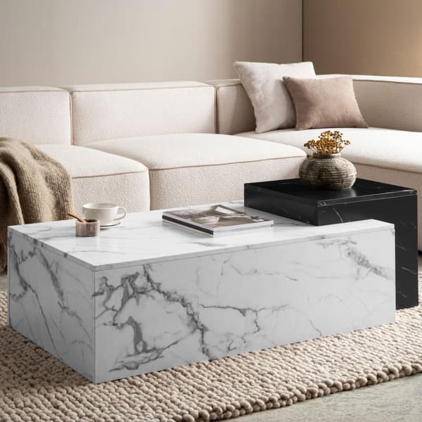 Rootz Modern soffbord - Matt White Look - 2 Level Storage - Extra utrymme för tillbehör - 120 cm x 60 cm x 40 cm