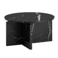 Miniatyrbillede 1 af 6: Rootz Moderne sofabord - Round Black Look - Stilfuldt lavt bord - Anti -slip -puder - 60 cm x 60 cm x 33 cm
