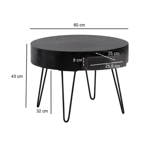 Rootz Moderne sofabord - Slående sofabord - Round Storage Table - Unik design - 60 cm x 60 cm x 43 cm