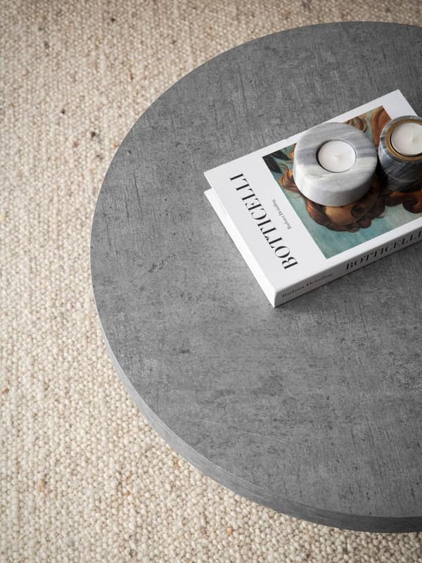 Rootz Modern soffbord - Rund accentbord - Betongutseende - Spacebesparing - 60 cm x 60 cm x 30 cm