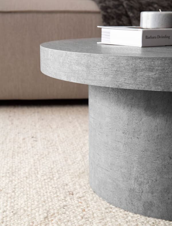Rootz Modern soffbord - Rund accentbord - Betongutseende - Spacebesparing - 60 cm x 60 cm x 30 cm
