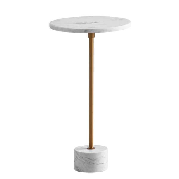 Rootz Round Side Table - Moderne design - marmor slutbord - Håndlavet unik - Rumbesparende 30 cm x 30 cm x 55,5 cm - Beskytter gulve