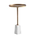 Miniatyrbild 1 av 6: Rootz Round Side Table - Modern Accent Table - Marmor Structure - Unik design - 34 cm x 34 cm x 58 cm - Golden & White