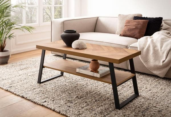 Rootz rektangulær sofabord - moderne softs - brunt, sort look - rigelig opbevaring - 100 cm x 40 cm x 41 cm