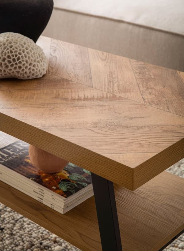 Rootz rektangulær sofabord - moderne softs - brunt, sort look - rigelig opbevaring - 100 cm x 40 cm x 41 cm