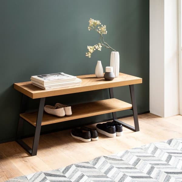 Rootz rektangulær sofabord - moderne softs - brunt, sort look - rigelig opbevaring - 100 cm x 40 cm x 41 cm