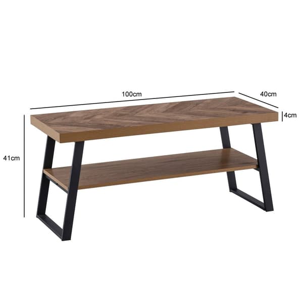Rootz rektangulær sofabord - moderne softs - brunt, sort look - rigelig opbevaring - 100 cm x 40 cm x 41 cm