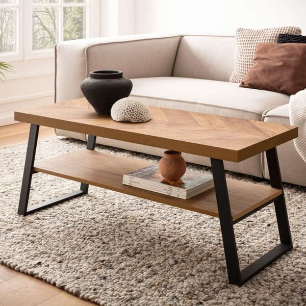 Rootz rektangulær sofabord - moderne softs - brunt, sort look - rigelig opbevaring - 100 cm x 40 cm x 41 cm