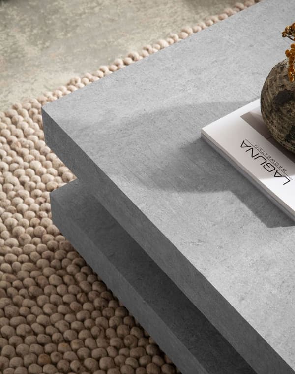 Rootz Square sofabord - Moderne centerbord - Matt Concrete Design - Rigelig opbevaring - 60 cm x 60 cm x 34 cm