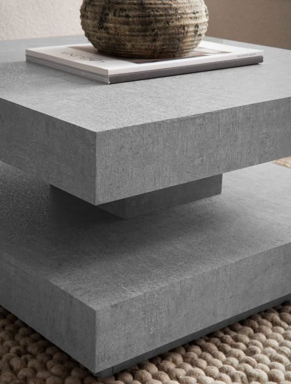 Rootz Square sofabord - Moderne centerbord - Matt Concrete Design - Rigelig opbevaring - 60 cm x 60 cm x 34 cm
