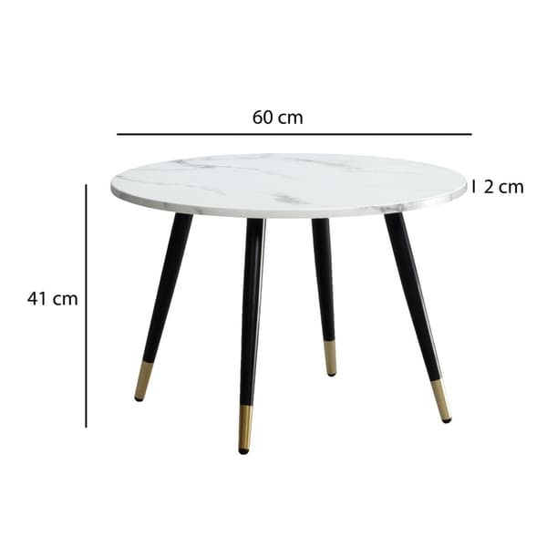 Rootz Modern Round soffbord - Accentbord - vardagsrumsbord - vitt look - Elegant design - 60 cm x 60 cm x 41 cm