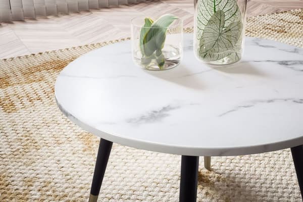 Rootz Modern Round soffbord - Accentbord - vardagsrumsbord - vitt look - Elegant design - 60 cm x 60 cm x 41 cm