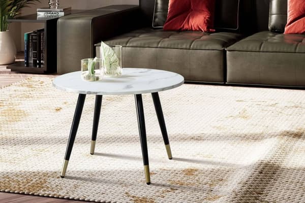 Rootz Modern Round soffbord - Accentbord - vardagsrumsbord - vitt look - Elegant design - 60 cm x 60 cm x 41 cm
