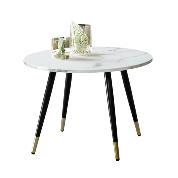Rootz Modern Round soffbord - Accentbord - vardagsrumsbord - vitt look - Elegant design - 60 cm x 60 cm x 41 cm
