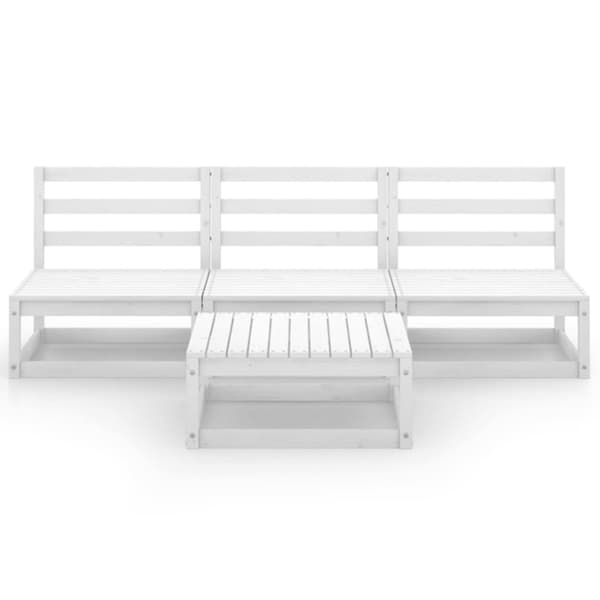 Loungegrupp för trädgården 4 delar vit massiv furu