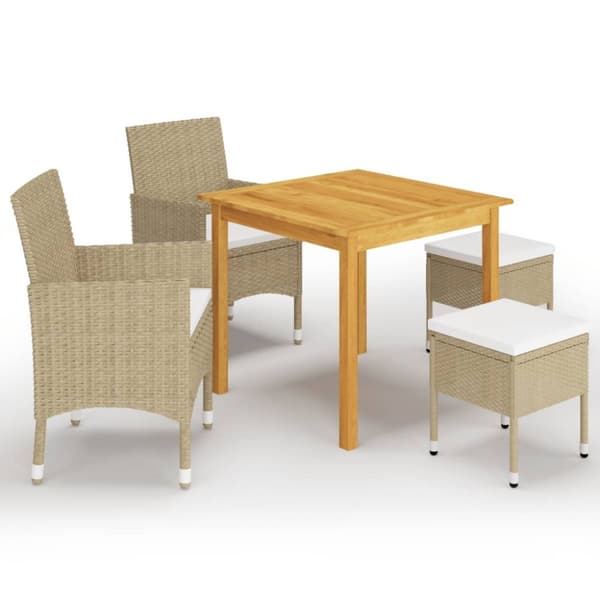 Matgrupp för trädgården 5 delar beige