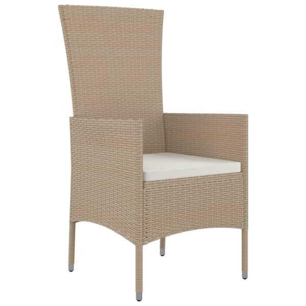 Matgrupp för trädgården 3 delar med dynor beige konstrotting