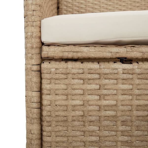 Matgrupp för trädgården 3 delar med dynor beige konstrotting