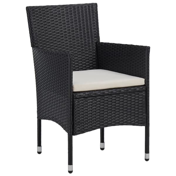 Caféset 3 delar konstrotting och massivt trä svart