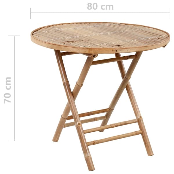 Hopfällbar matgrupp för trädgården med dynor 5 delar bambu