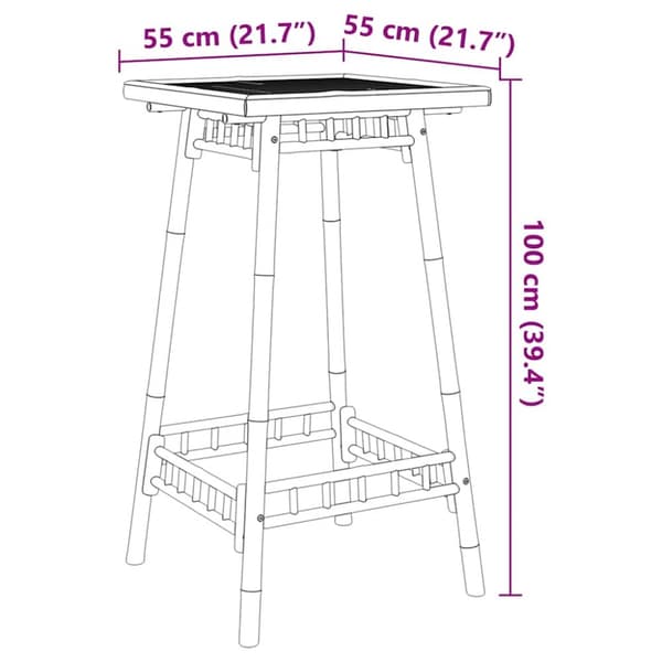 Barbord för utomhusbruk fyrkantigt 55x55x100 cm bambu