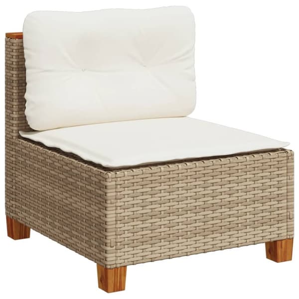 Soffgrupp för trädgård med dynor 4 delar beige konstrotting