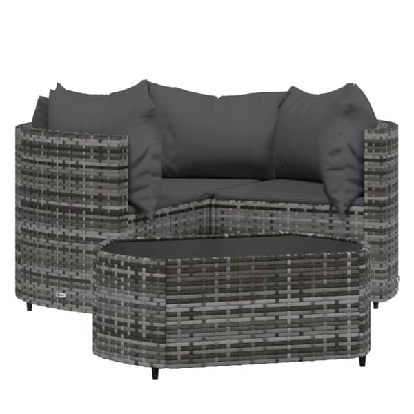 Loungegrupp med dynor 4 delar konstrotting grå