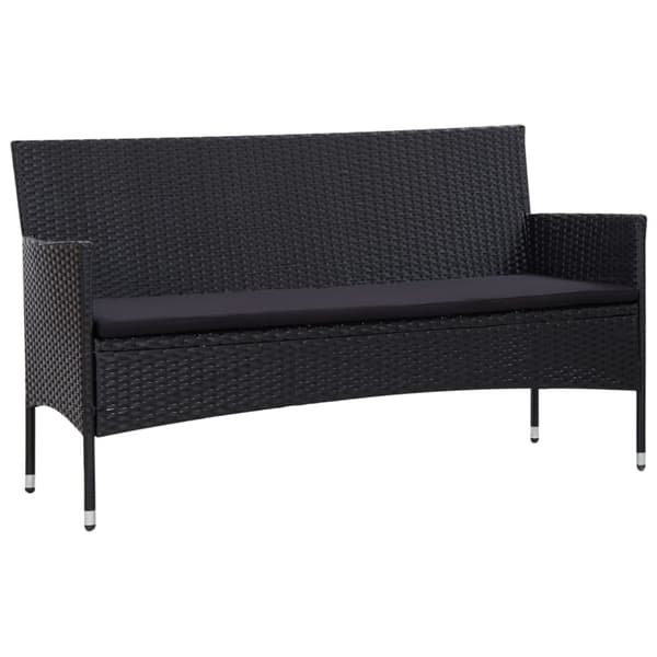 Loungegrupp med dynor 5 delar konstrotting svart