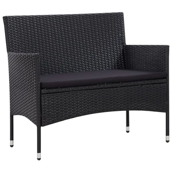 Loungegrupp med dynor 5 delar konstrotting svart