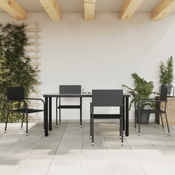 Matgrupp för trädgården 5 delar svart konstrottning