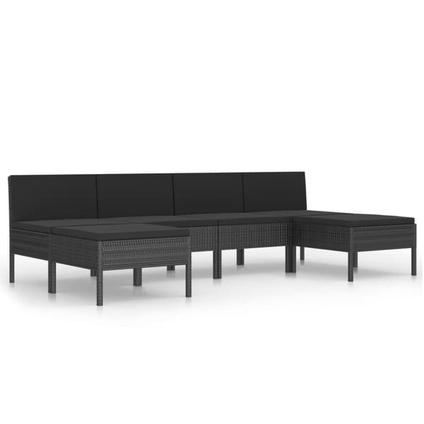 Loungegrupp med dynor 6 delar svart konstrotting