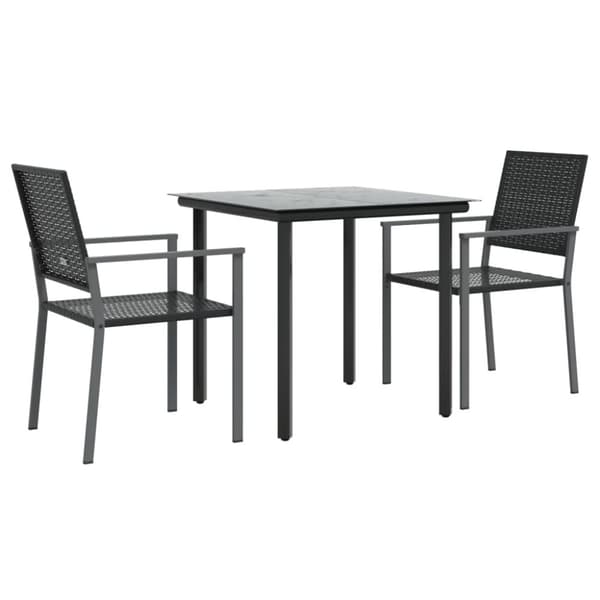 Matgrupp för trädgården 3 delar konstrotting & stål