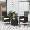 Miniatyrbild 1 av 7: Loungegrupp för trädgården 3 delar svart konstrotting&stål