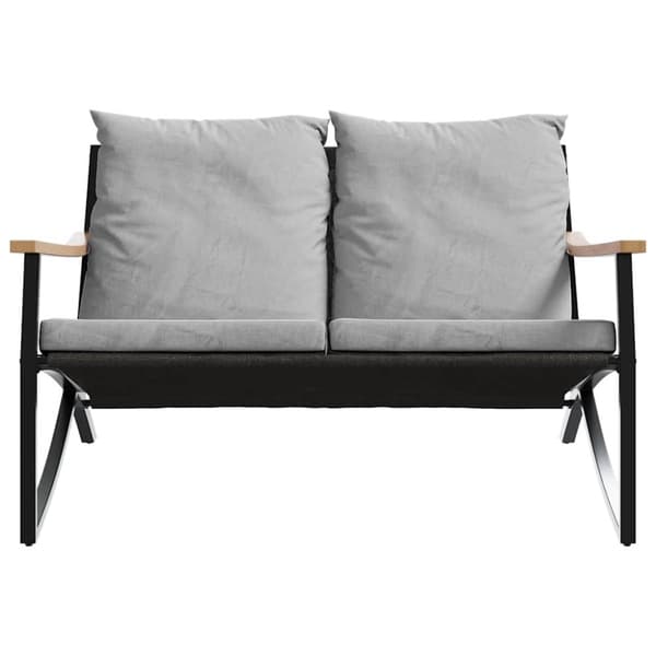 Trädgårdsbänk med dynor 120 cm svart stål