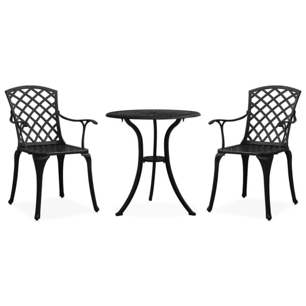 Caféset 3 delar gjuten aluminium svart