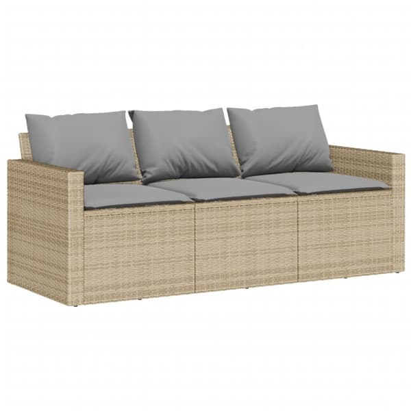 Matgrupp för trädgården med dynor 2 delar beige konstrotting