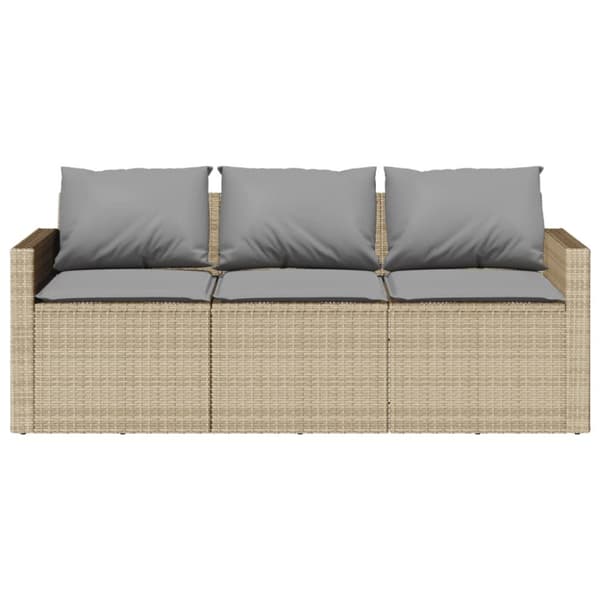 Matgrupp för trädgården med dynor 2 delar beige konstrotting