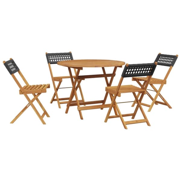 Matgrupp för trädgården 5 delar svart konstrotting/massivt trä