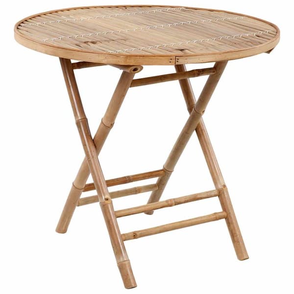 Hopfällbar matgrupp för trädgården med dynor 5 delar bambu