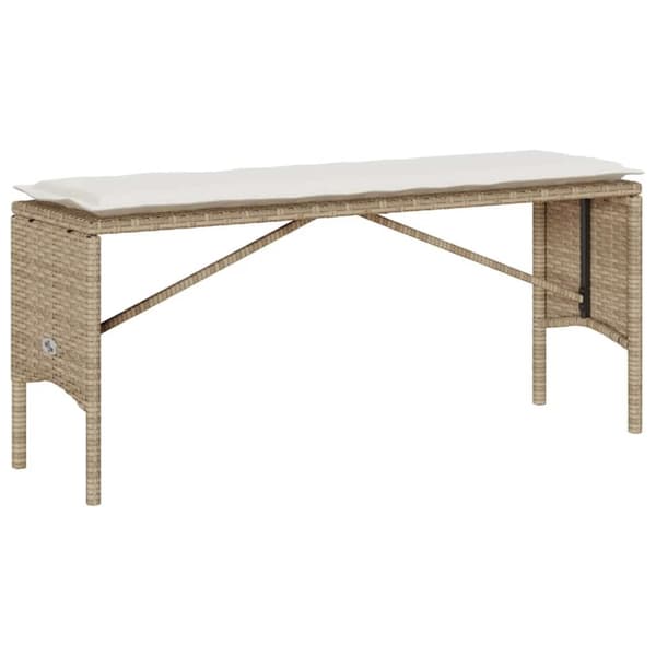 Matgrupp för trädgården 3 delar med dynor beige konstrotting