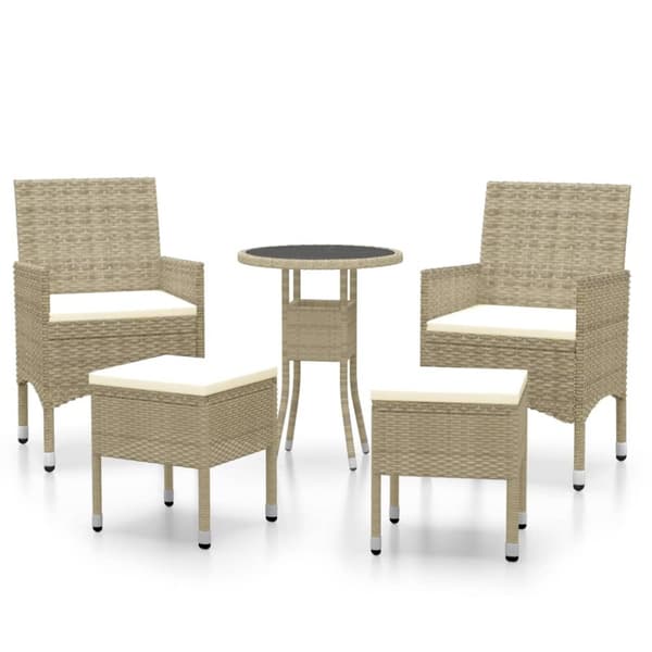 Loungegrupp för trädgården 5 delar konstrotting beige