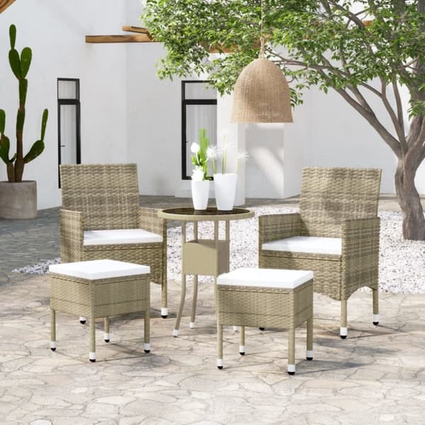Loungegrupp för trädgården 5 delar konstrotting beige