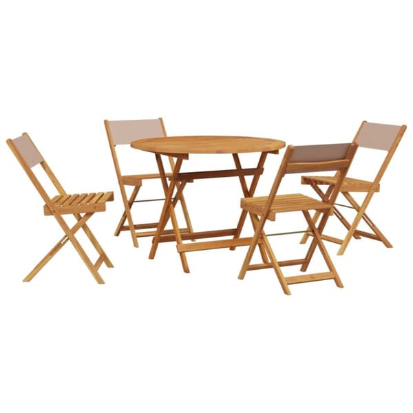 Matgrupp för trädgården 5 delar taupe tyg och massivt trä