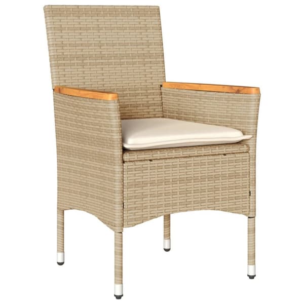 Matgrupp för trädgård med dynor 3 delar beige konstrotting&glas
