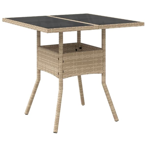 Matgrupp för trädgård med dynor 3 delar beige konstrotting&glas