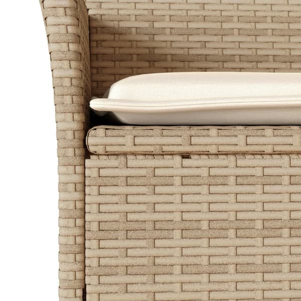 Matgrupp för trädgård med dynor 3 delar beige konstrotting&glas